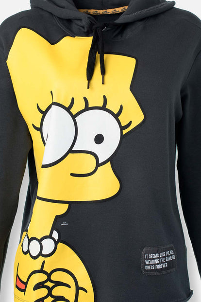  BUZO DE LOS SIMPSON CERRADO CON CAPUCHA GRIS GRAFITO PARA MUJER