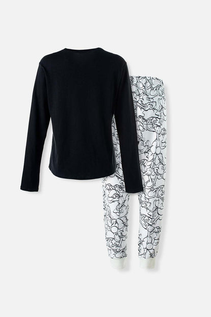  PIJAMA DE MUJER, MANGA LARGA/PANTALÓN LARGO  BLANCA/NEGRA DE MINNIE MOUSE DISNEY