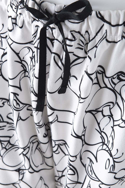  PIJAMA DE MUJER, MANGA LARGA/PANTALÓN LARGO  BLANCA/NEGRA DE MINNIE MOUSE DISNEY