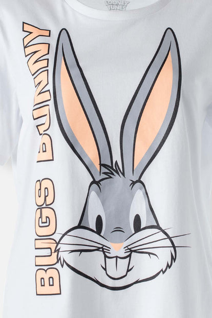 PIJAMA DE LOONEY TUNES PANTALÓN LARGO BLANCO Y GRIS PARA MUJER