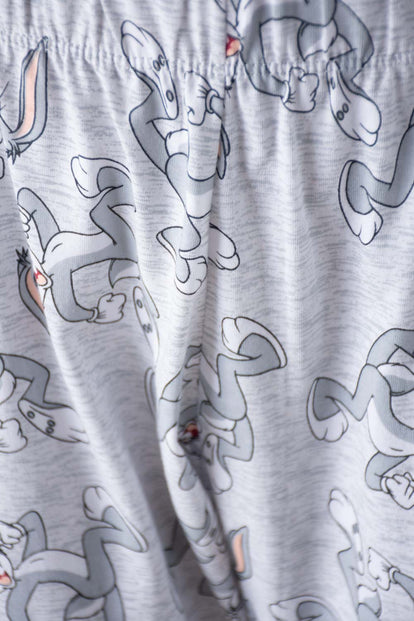 PIJAMA DE LOONEY TUNES PANTALÓN LARGO BLANCO Y GRIS PARA MUJER