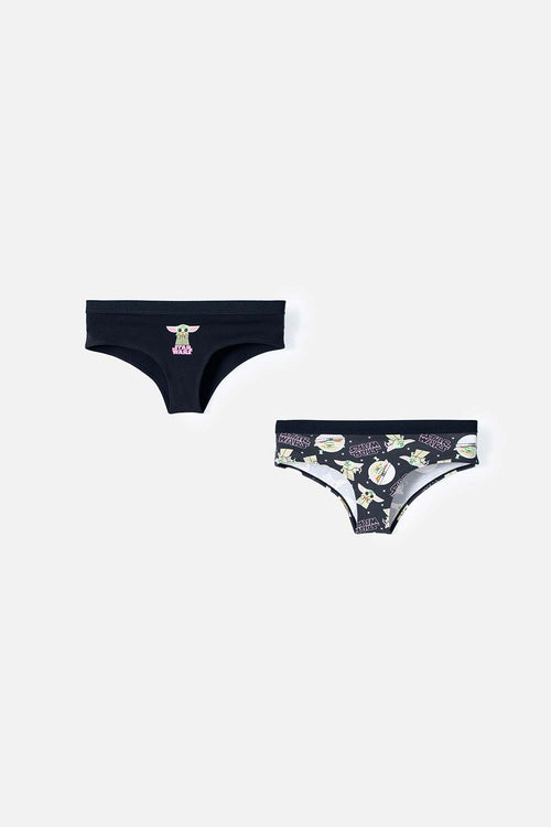 Card slide image -  PACK X2 PANTIES DE MANDALORIAN ESTAMPADO NEGRO PARA MUJER