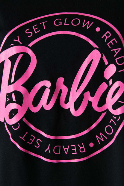  CAMISETA DE BARBIE MANGA CORTA OVERSIZE NEGRA PARA MUJER ( TE RECOMENDAMOS COMPRAR UNA TALLA MENOR A LA HABITUAL)