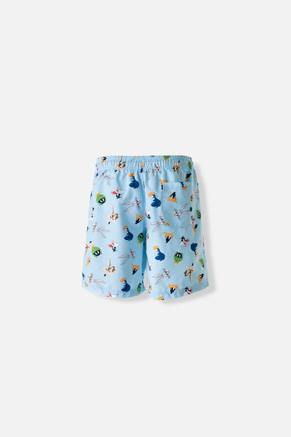  PANTALONETA DE BAÑO DE LOS LOONEY TUNES CON CORDÓN AZUL CLARO PARA HOMBRE