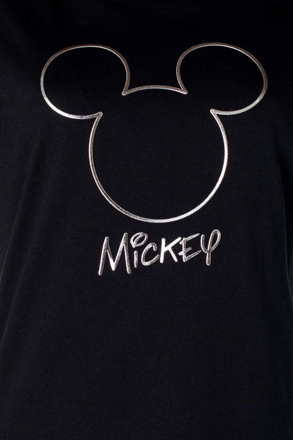  CAMISETA DE MICKEY MOUSE ESTAMPADA NEGRA PARA MUJER