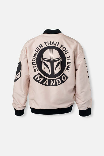  CHAQUETA DE MANDALORIAN CON CIERRE CAQUI PARA HOMBRE
