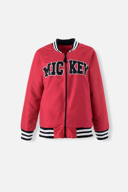  CHAQUETA DE MICKEY MOUSE CON ESTAMPADO EN ESPALDA ROJO PARA MUJER