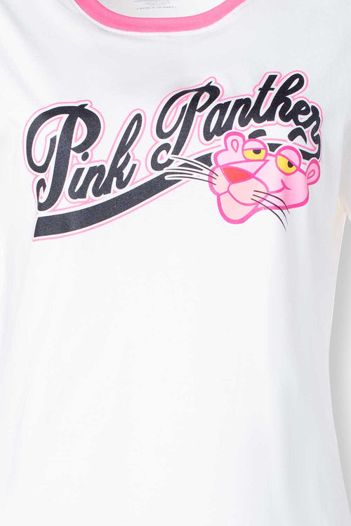 Card slide image -  CAMISETA DE LA PANTERA ROSA BLANCA Y ROSADA MANGA CORTA PARA MUJER
