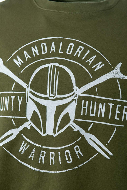  BUZO DE MANDALORIAN ESTAMPADO VERDE MILITAR PARA HOMBRE