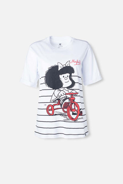  CAMISETA DE MAFALDA BLANCA MANGA CORTA PARA MUJER
