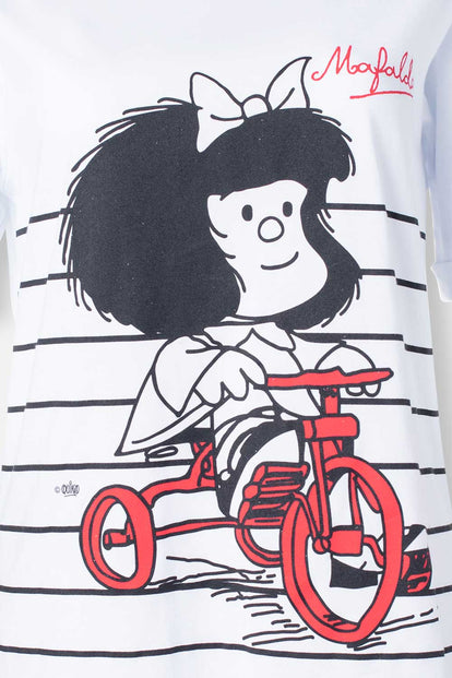  CAMISETA DE MAFALDA BLANCA MANGA CORTA PARA MUJER
