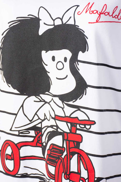  CAMISETA DE MAFALDA BLANCA MANGA CORTA PARA MUJER