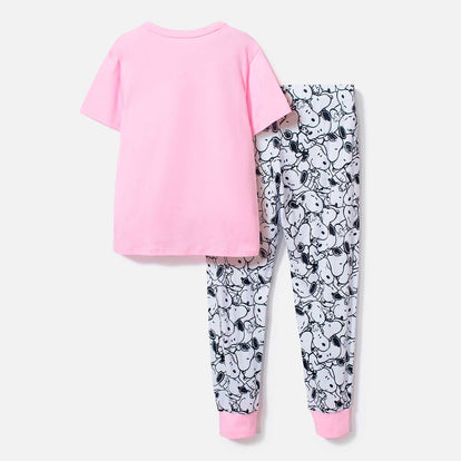  PIJAMA DE SNOOPY CON PANTALÓN LARGO ROSADA PARA MUJER
