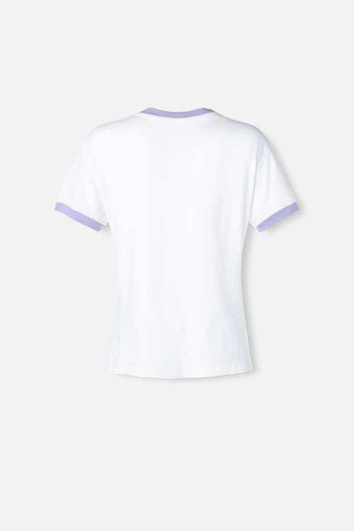 Card slide image -  CAMISETA DE RICK Y MORTY MARFIL Y LILA ESTAMPADA PARA MUJER