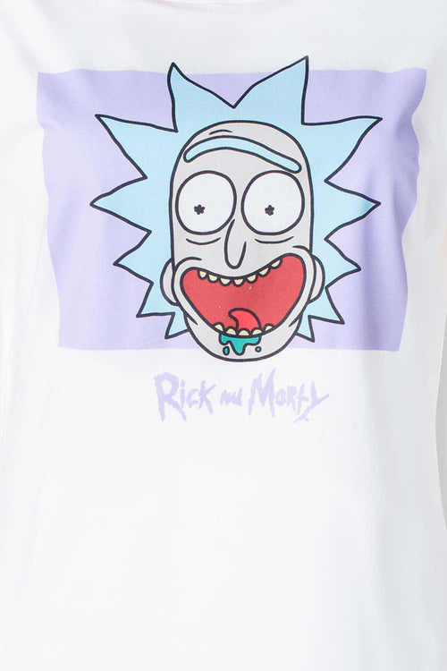 Card slide image -  CAMISETA DE RICK Y MORTY MARFIL Y LILA ESTAMPADA PARA MUJER