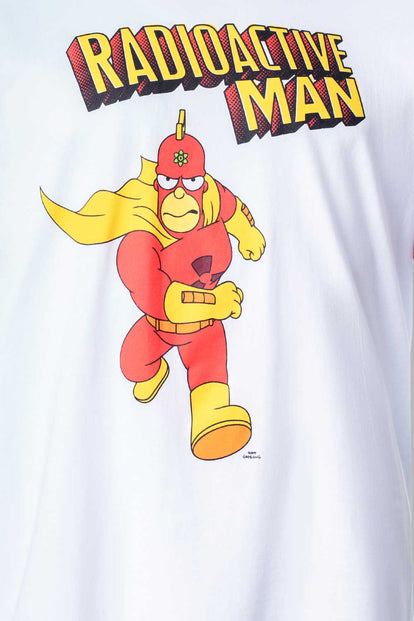  CAMISETA DE LOS SIMPSON BLANCA Y ROJA CUELLO REDONDO PARA HOMBRE