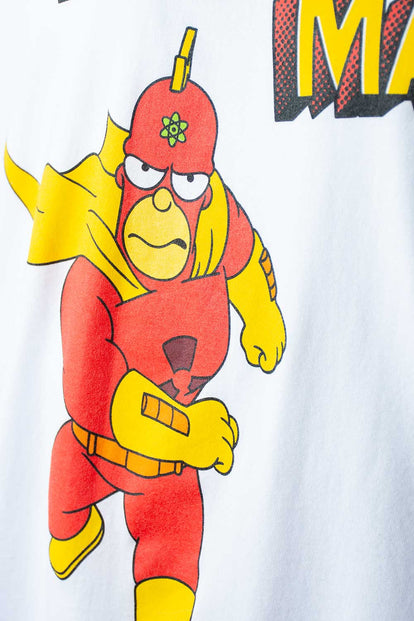  CAMISETA DE LOS SIMPSON BLANCA Y ROJA CUELLO REDONDO PARA HOMBRE