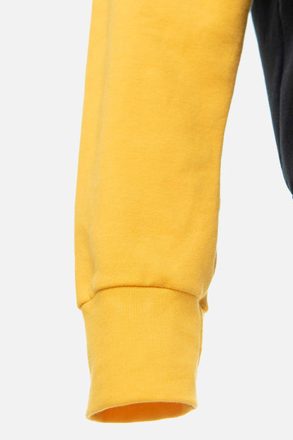  BUZO DE BATMAN CERRADO CON CAPUCHA NEGRO Y AMARILLO PARA HOMBRE