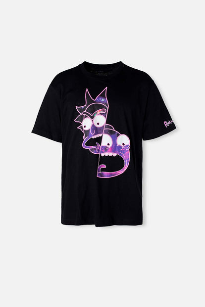  CAMISETA DE RICK Y MORTY NEGRA ESTAMPADA PARA HOMBRE