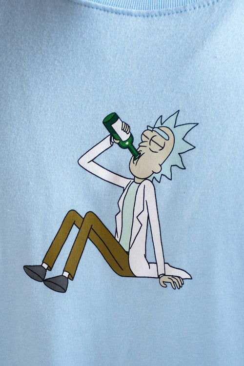 Card slide image -  CAMISETA DE RICK Y MORTY AZUL CLARO ESTAMPADA PARA HOMBRE