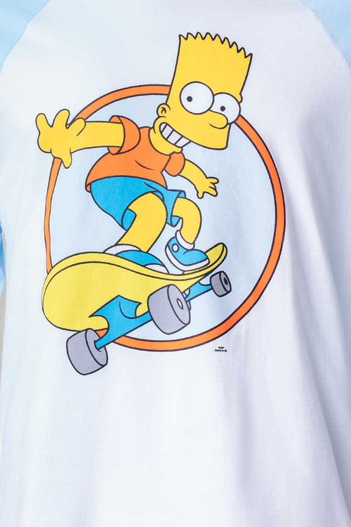Card slide image -  CAMISETA DE LOS SIMPSON BLANCA Y AZUL MANGA 3/4 PARA HOMBRE