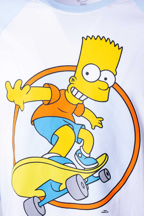 Card slide image -  CAMISETA DE LOS SIMPSON BLANCA Y AZUL MANGA 3/4 PARA HOMBRE