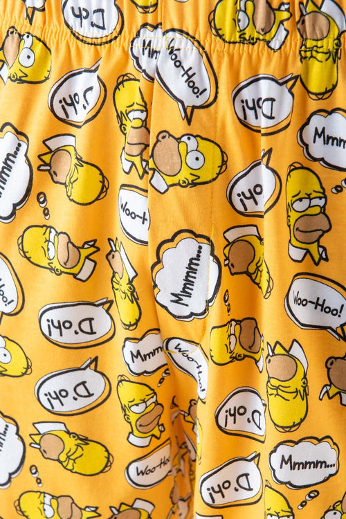 Card slide image -  PIJAMA DE LOS SIMPSON NEGRA Y AMARILLA CON PANTALÓN CORTO PARA HOMBRE