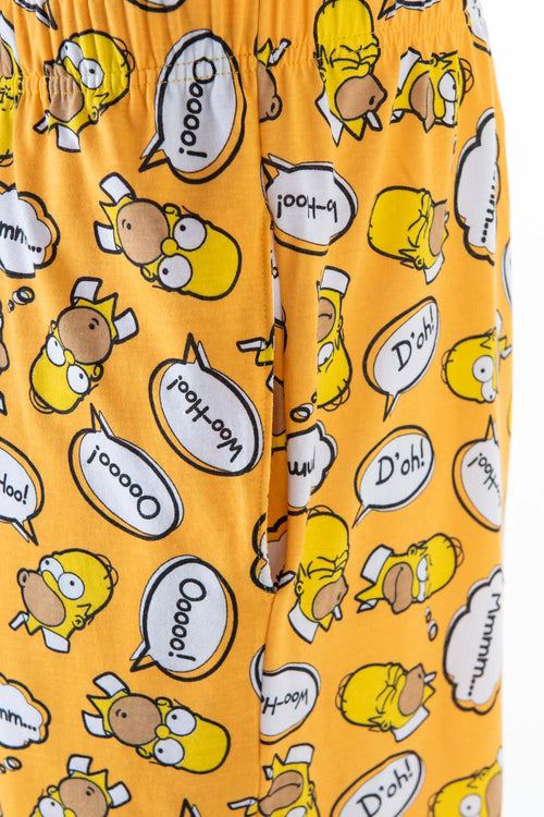 Card slide image -  PIJAMA DE LOS SIMPSON NEGRA Y AMARILLA CON PANTALÓN CORTO PARA HOMBRE