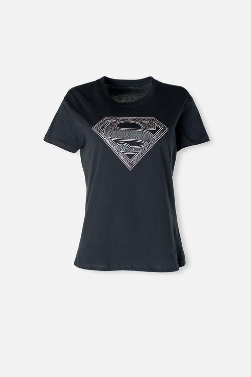 Card slide image -  CAMISETA DE SUPERMAN GRIS MANGA CORTA PARA MUJER
