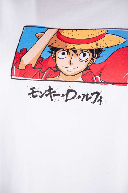  CAMISETA DE ONE PIECE BLANCA MANGA CORTA PARA MUJER