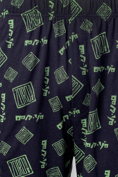  PIJAMA DE ONE PIECE NEGRA Y BLANCA CON PANTALÓN CORTO PARA HOMBRE