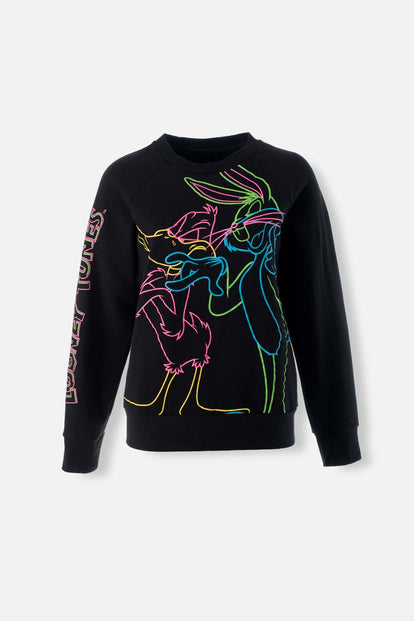  BUZO DE LOS LOONEY TUNES CERRADO NEGRO PARA MUJER