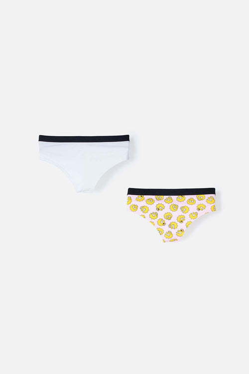Card slide image -  PACK X2 PANTIES DE LOS SIMPSON BLANCO Y ROSADO CON PRETINA ELÁSTICA PARA MUJER