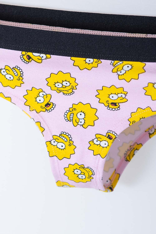 Card slide image -  PACK X2 PANTIES DE LOS SIMPSON BLANCO Y ROSADO CON PRETINA ELÁSTICA PARA MUJER