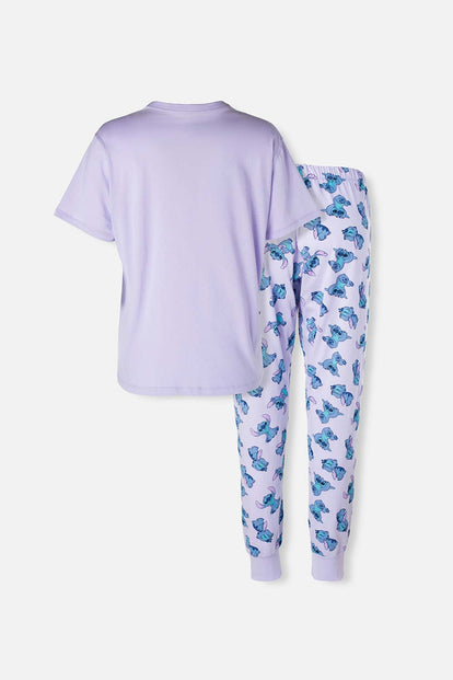  PIJAMA DE STITCH LILA DE PANTALÓN LARGO PARA MUJER