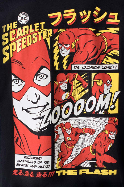  CAMISETA DE FLASH NEGRA MANGA CORTA PARA HOMBRE