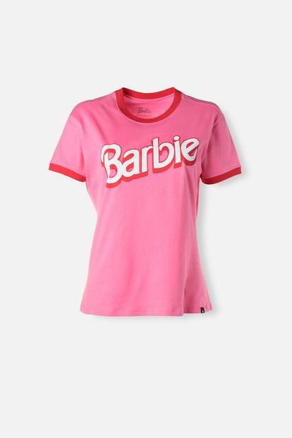  CAMISETA DE BARBIE ROSADA MANGA CORTA PARA MUJER