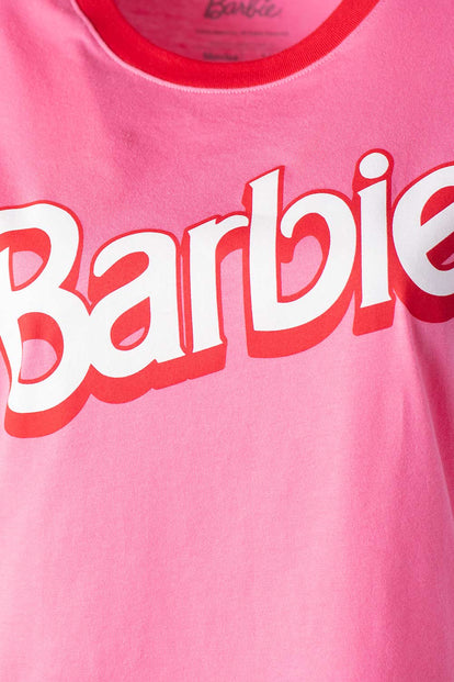  CAMISETA DE BARBIE ROSADA MANGA CORTA PARA MUJER