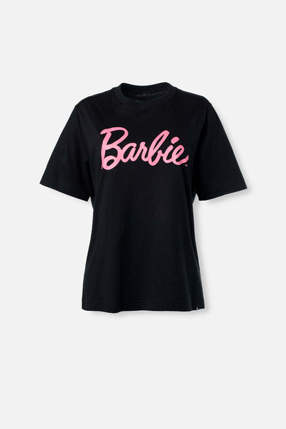  CAMISETA DE BARBIE NEGRA MANGA CORTA PARA MUJER