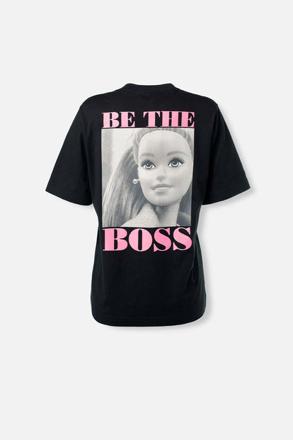 CAMISETA DE BARBIE NEGRA MANGA CORTA PARA MUJER