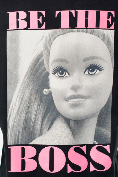  CAMISETA DE BARBIE NEGRA MANGA CORTA PARA MUJER