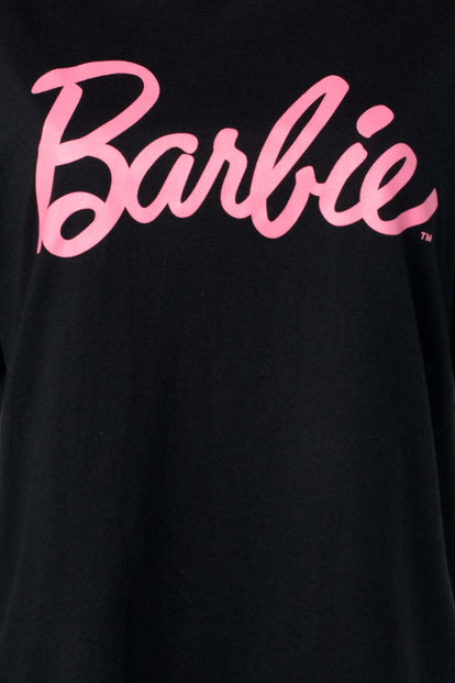  CAMISETA DE BARBIE NEGRA MANGA CORTA PARA MUJER