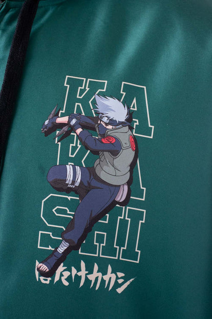  CHAQUETA DE NARUTO CON CIERRE Y CHOMPA VERDE Y MARFIL PARA HOMBRE