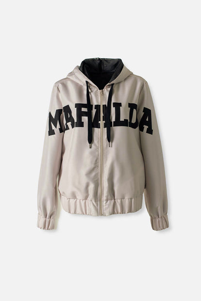  CHAQUETA DE MAFALDA CAQUI CON CAPUCHA PARA MUJER