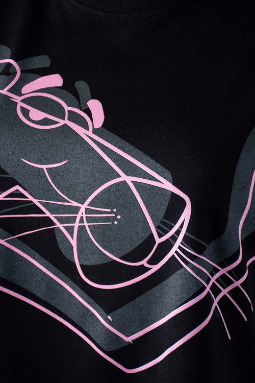 Card slide image -  CAMISETA DE LA PANTERA ROSA MANGA CORTA NEGRA PARA MUJER