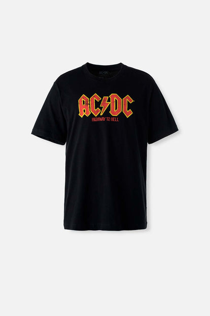  CAMISETA DE AC/DC NEGRA CON ESTAMPADO PARA HOMBRE
