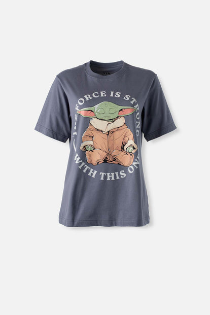  CAMISETA DE MANDALORIAN GRIS MANGA CORTA PARA MUJER