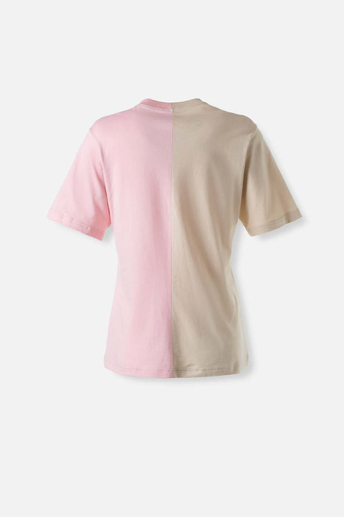Card slide image -  CAMISETA DE MAFALDA MANGA CORTA CAQUI Y ROSADO PARA MUJER