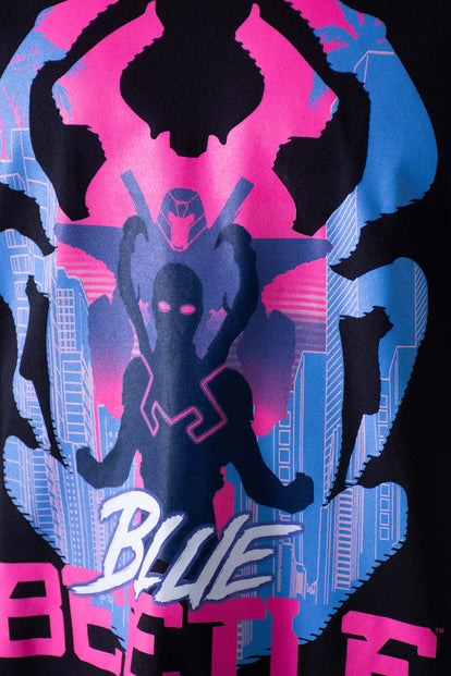 CAMISETA DE BLUE BEETLE MANGA CORTA NEGRA PARA HOMBRE