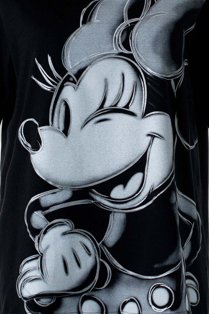  CAMISETA DE MINNIE MOUSE NEGRA MANGA CORTA PARA MUJER